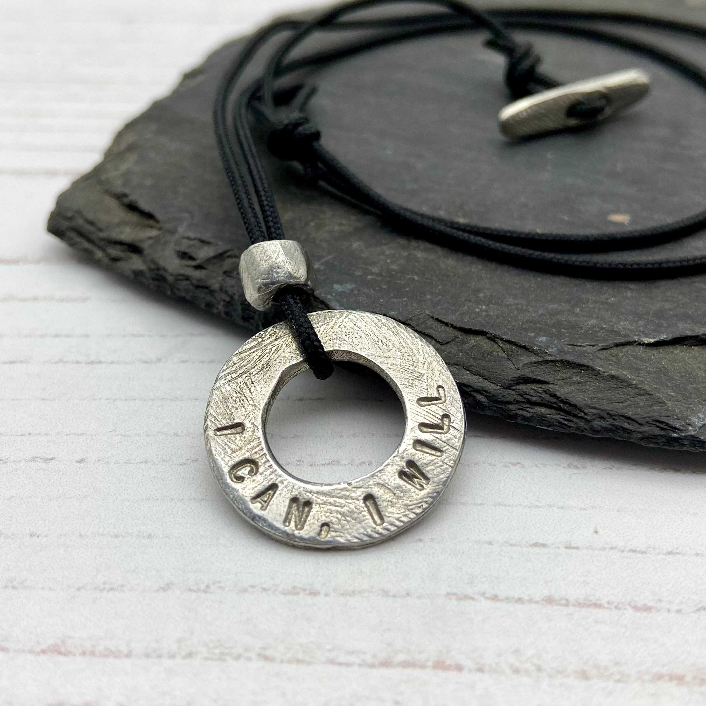 Personalised Pewter Hoop Necklace