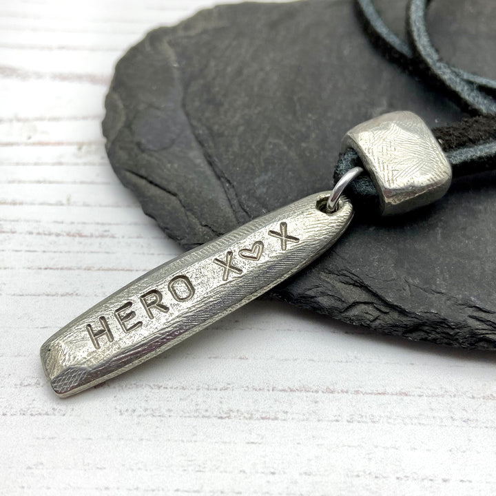 Personalised Chunky Tag And Suede Necklace