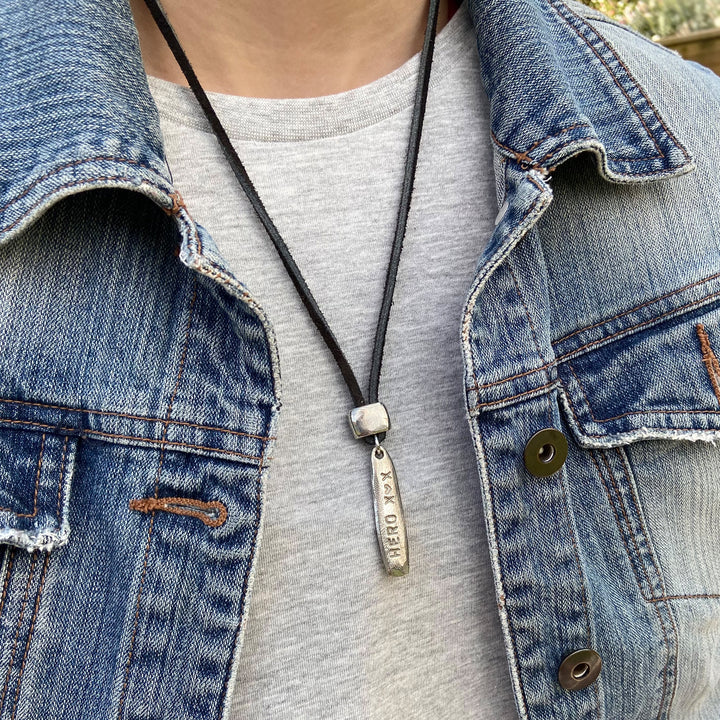 Personalised Chunky Tag And Suede Necklace