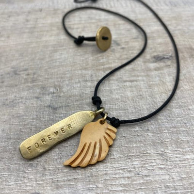 personalised recycled brass charm necklace