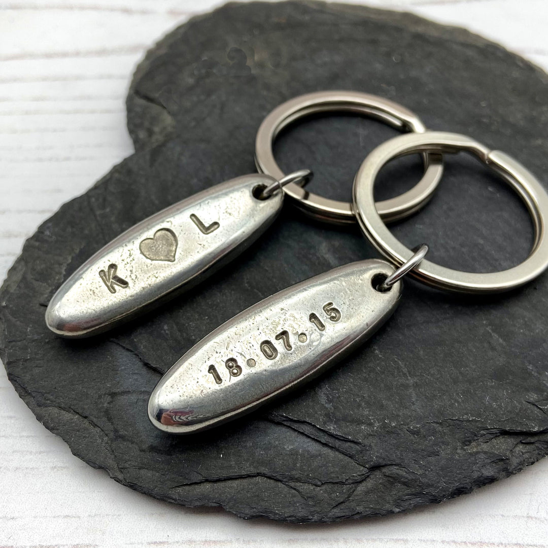 Personalised Couples Pebble Keyrings