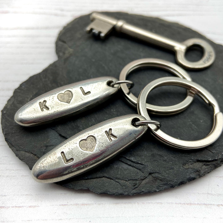 Personalised Couples Pebble Keyrings