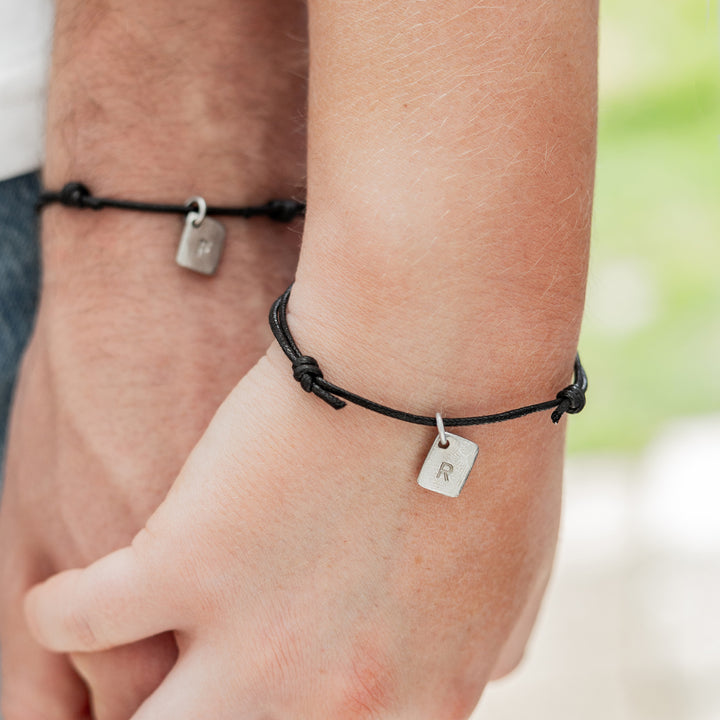 Personalised Couples Pewter Tag Bracelet