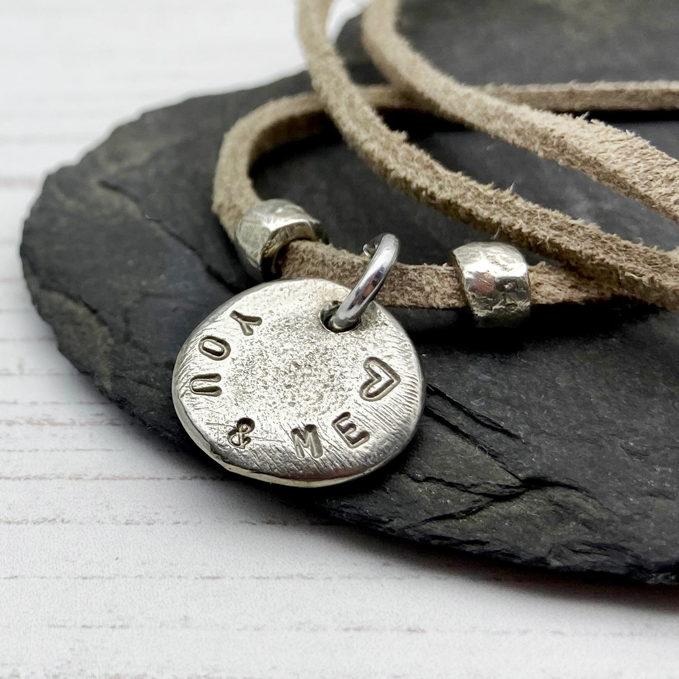 Personalised Disc Suede Wrist Wrap Or Necklace