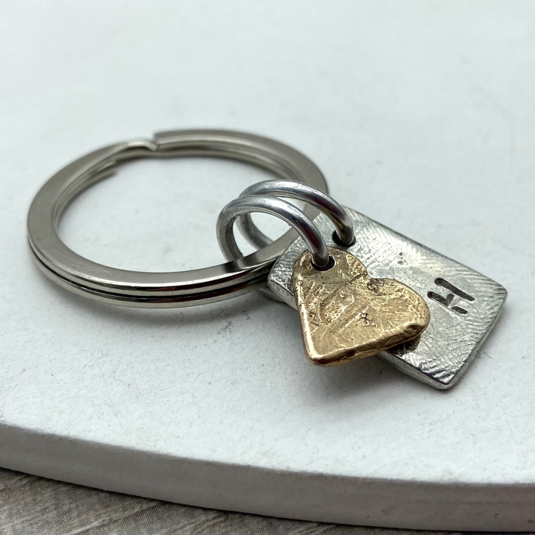 Tag & heart keyring