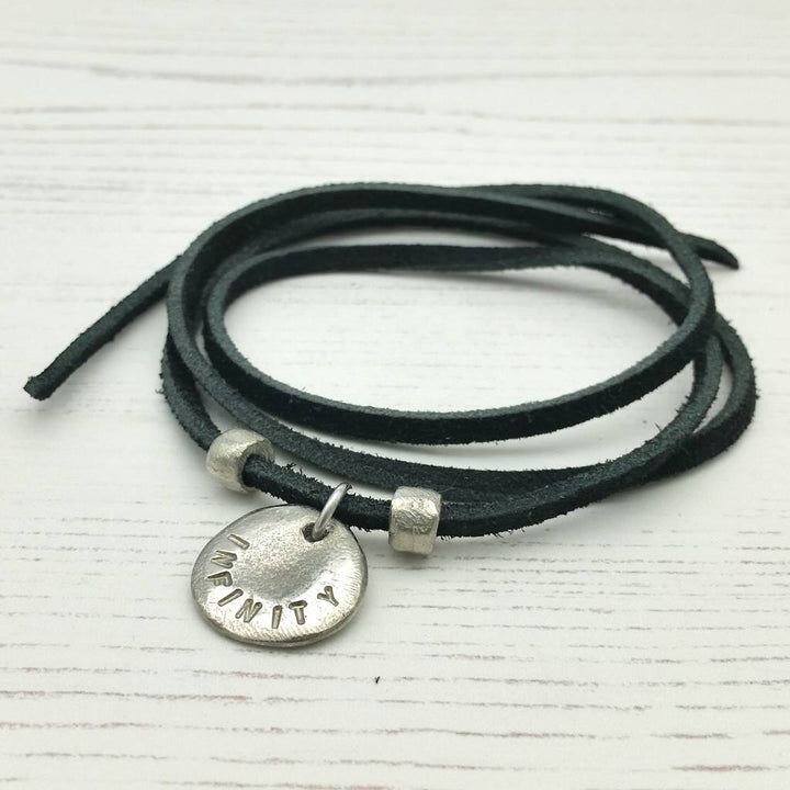Personalised Disc Suede Wrist Wrap Or Necklace