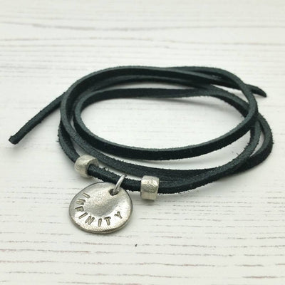 Personalised Disc Suede Wrist Wrap Or Necklace