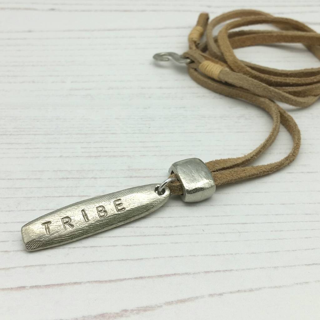 Personalised Chunky Tag And Suede Necklace