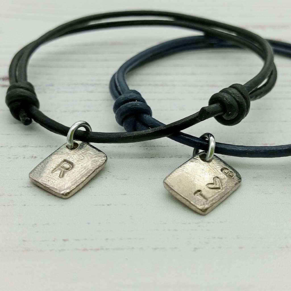 Personalised Couples Pewter Tag Bracelet