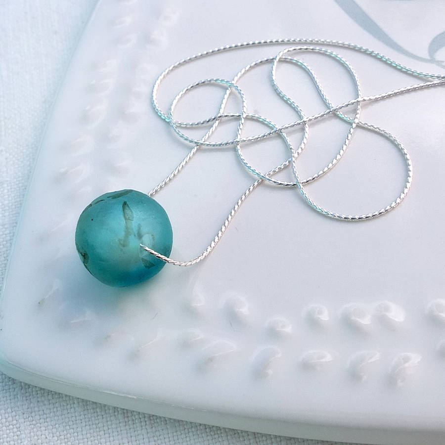 Simplicity Silver Recycled Glass Necklace