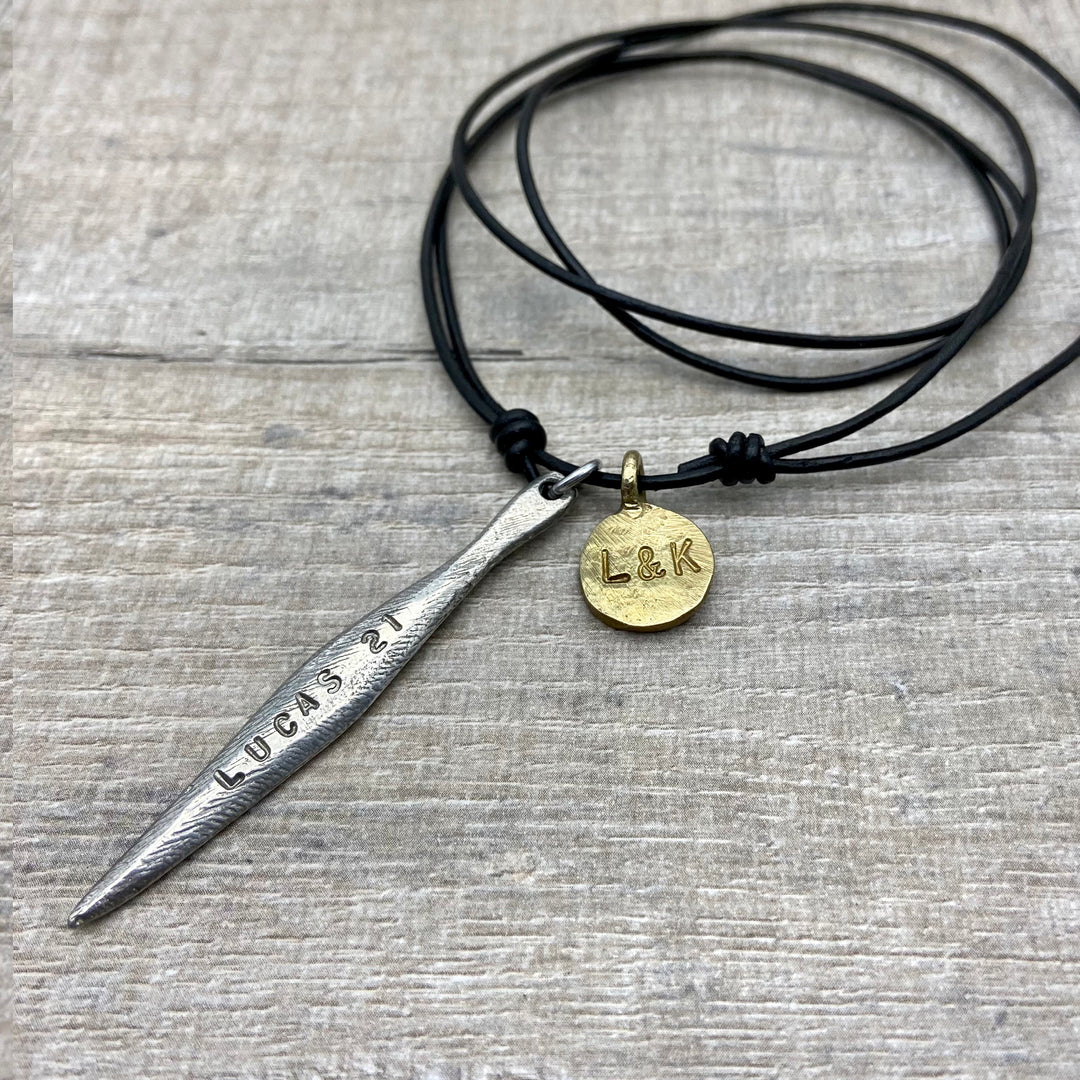 Personalised Long Spear Mixed Metal Necklace
