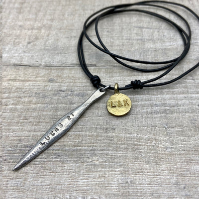 Personalised Long Spear Mixed Metal Necklace