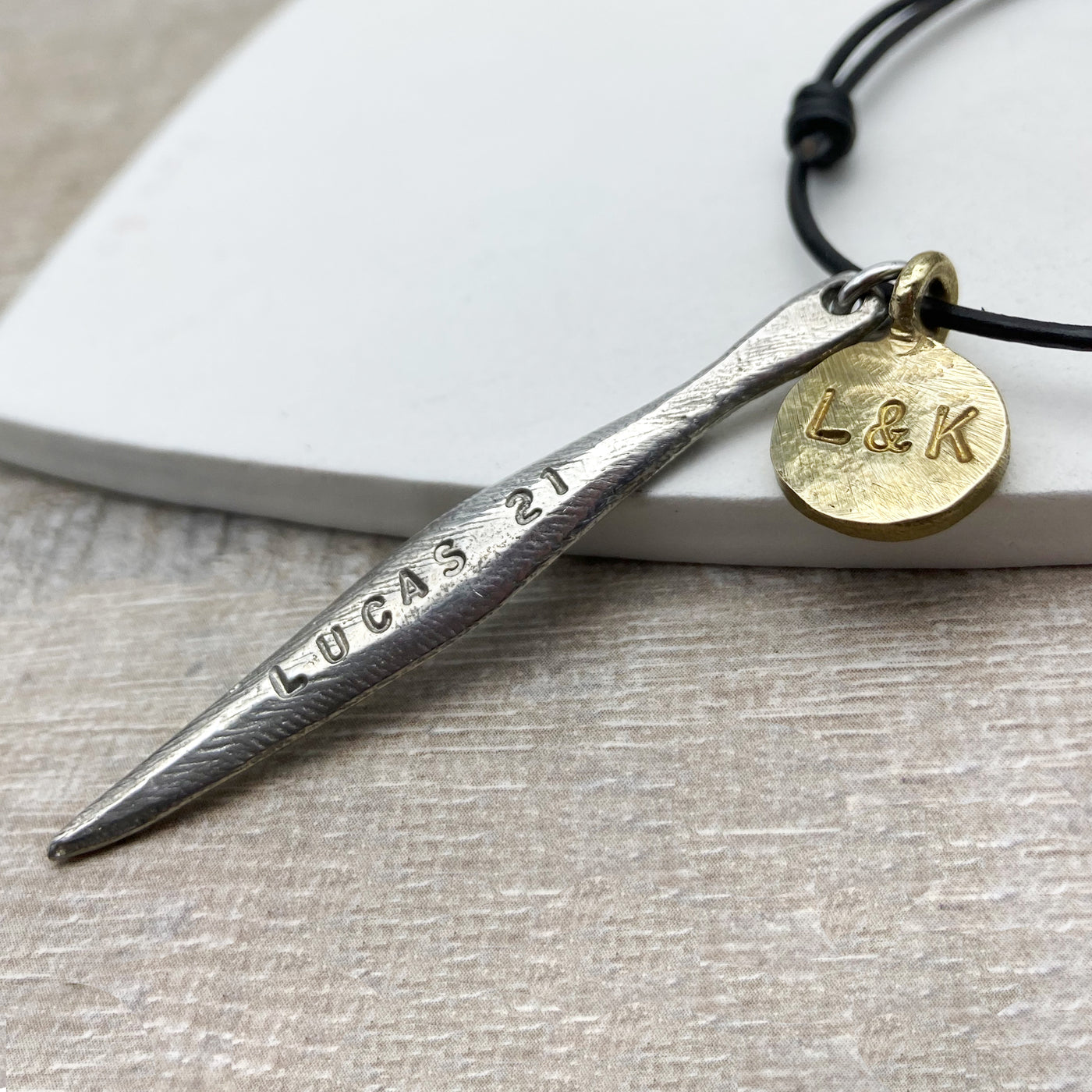 Personalised Long Spear Mixed Metal Necklace
